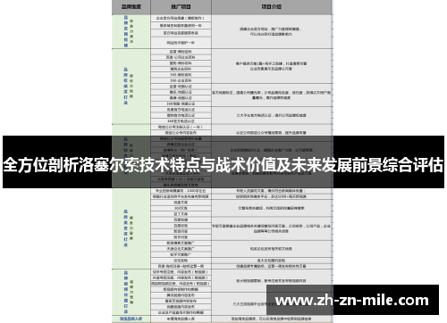 全方位剖析洛塞尔索技术特点与战术价值及未来发展前景综合评估 全方位剖析洛塞尔索技术特点与战术价值及未来发展前景综合评估